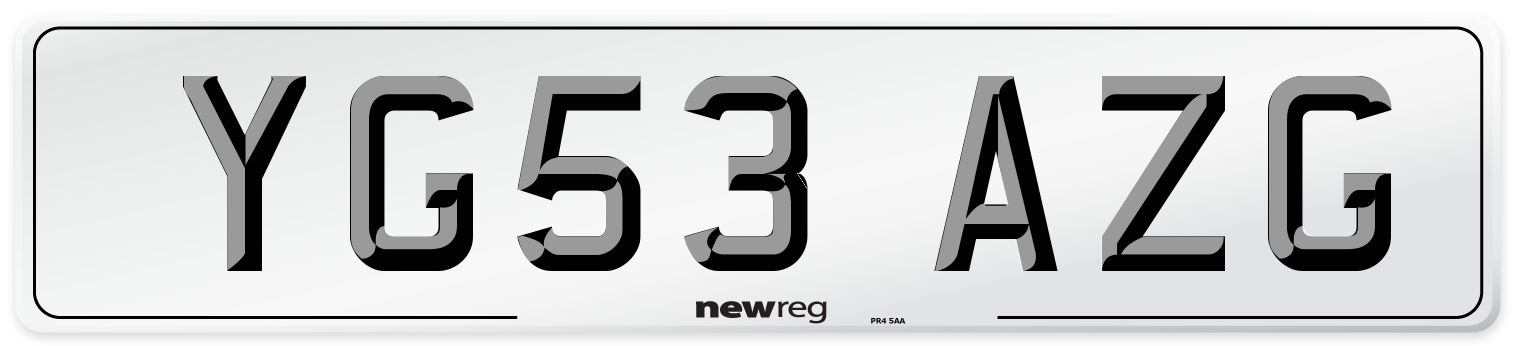 YG53 AZG Number Plate from New Reg
